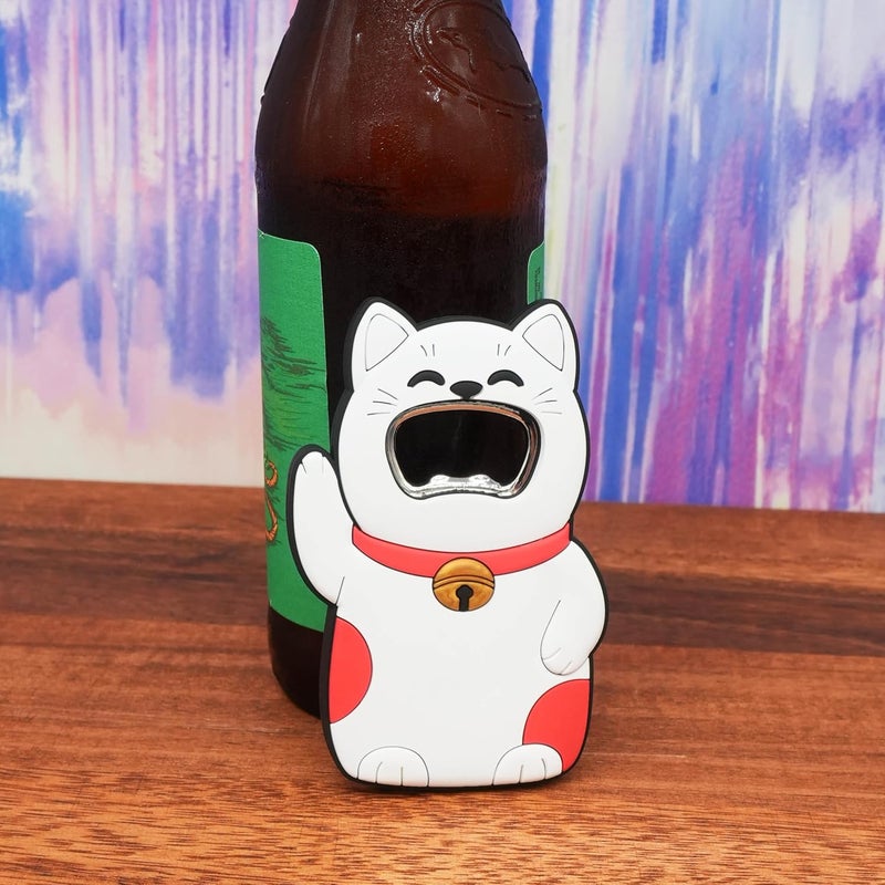 GOOFBALLS Funny Magnetic Bottle Opener – Beer Opener with Hilarious Saying – Strong Magnet for Fridge or Man Cave – Great Gag Gift for Beer Lovers, Dads, Friends - Waving Lucky Cat - Image 4